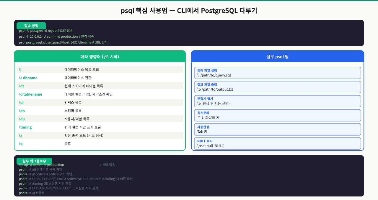 psql 핵심 사용법 — CLI에서 DB 다루기