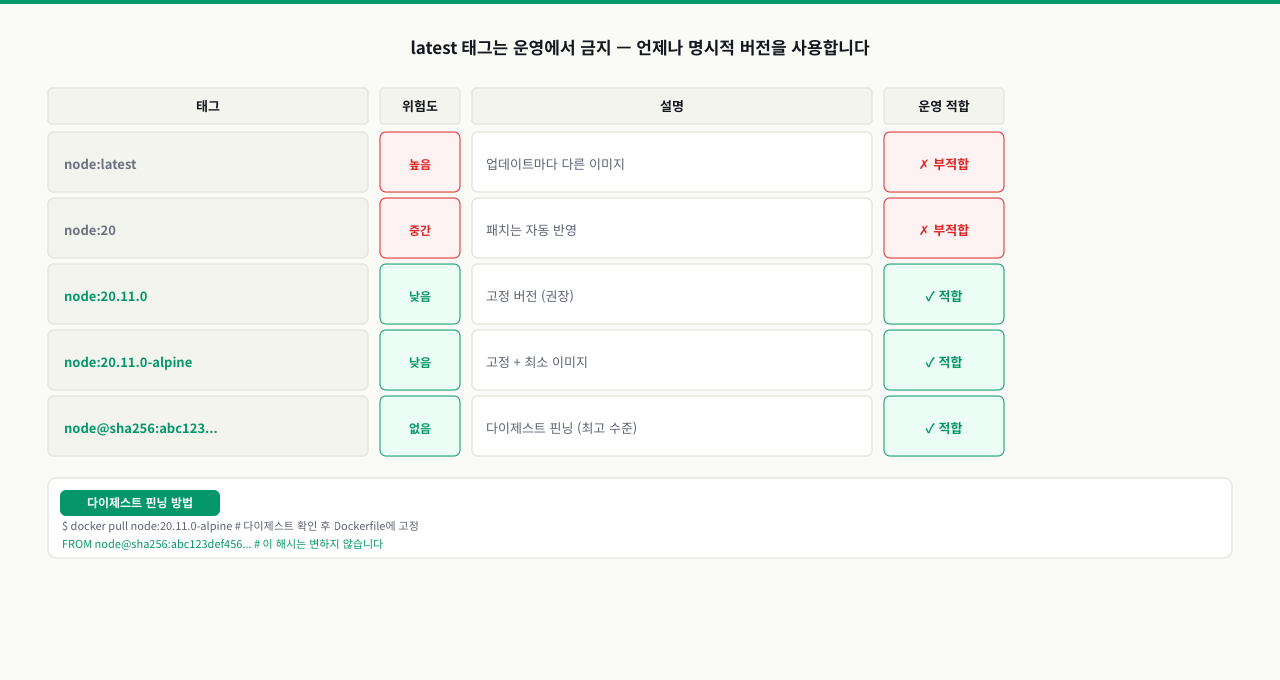 이미지 버전 고정 전략