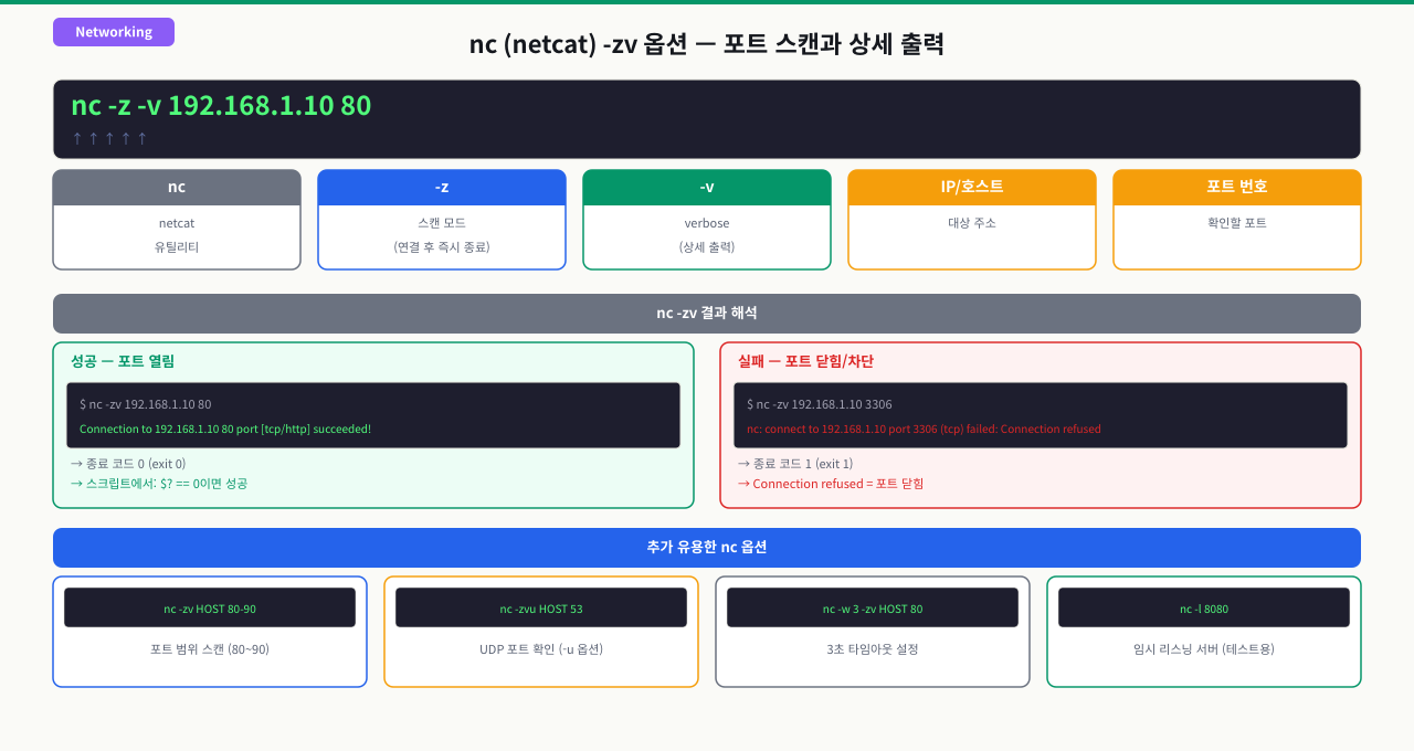 nc -zv 옵션 이해