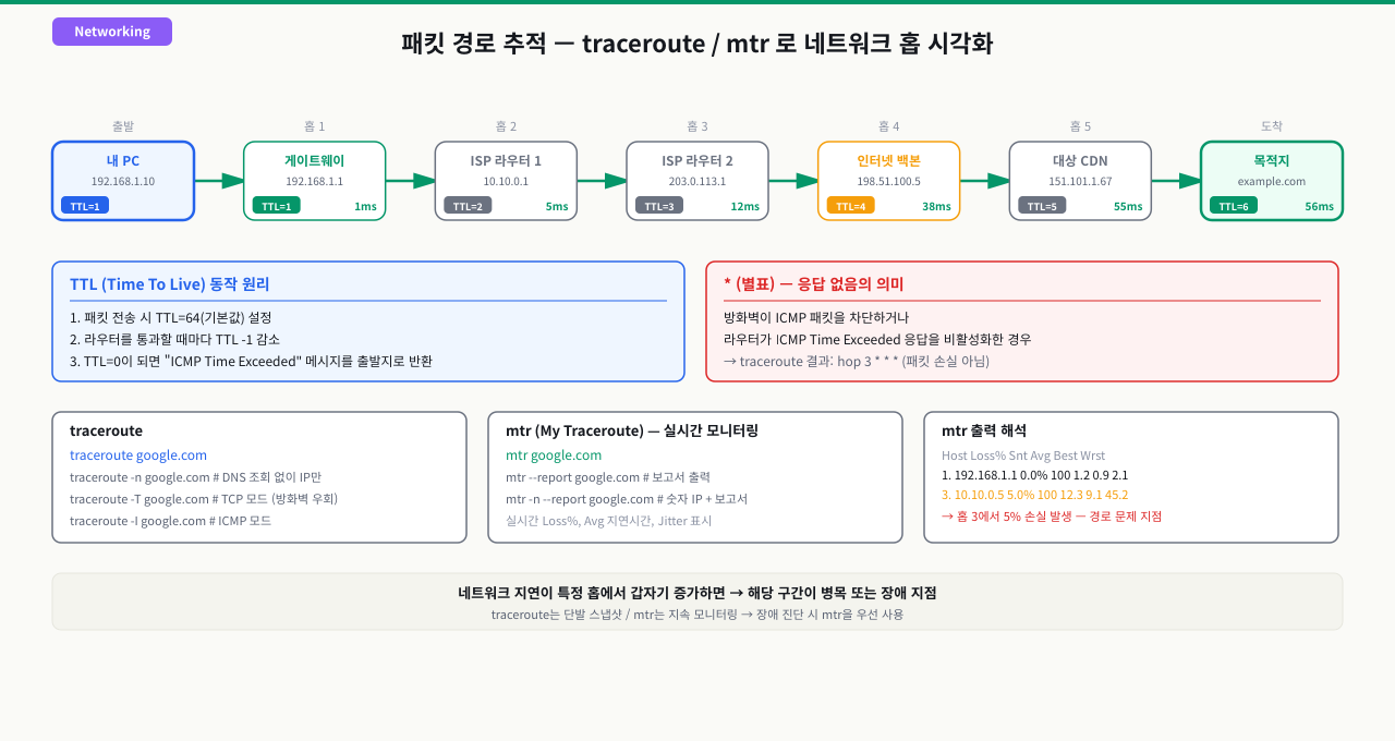 TTL(Time To Live) 감소 원리와 traceroute 동작 방식